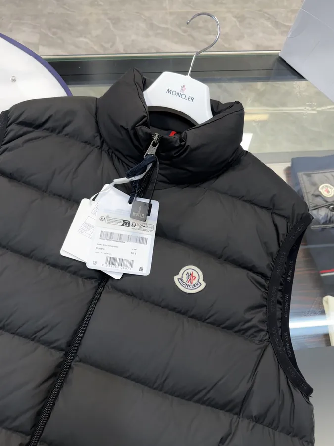Moncl Contrin Men's Down Vest with Stand Collar