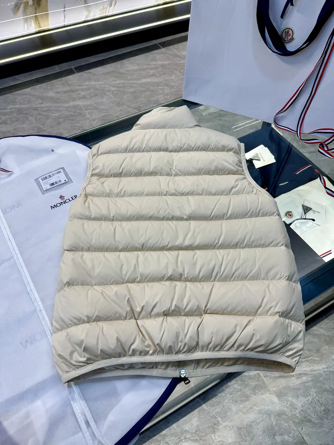 Moncl Contrin Men's Down Vest with Stand Collar