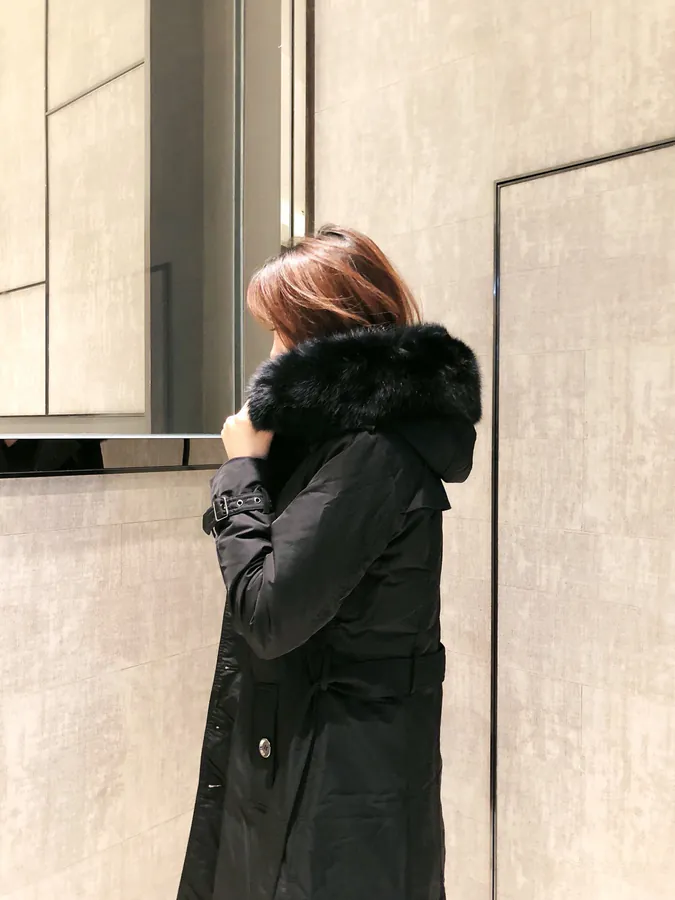 Burberry Women's Winter Coat with Oversized Fox Fur Trim