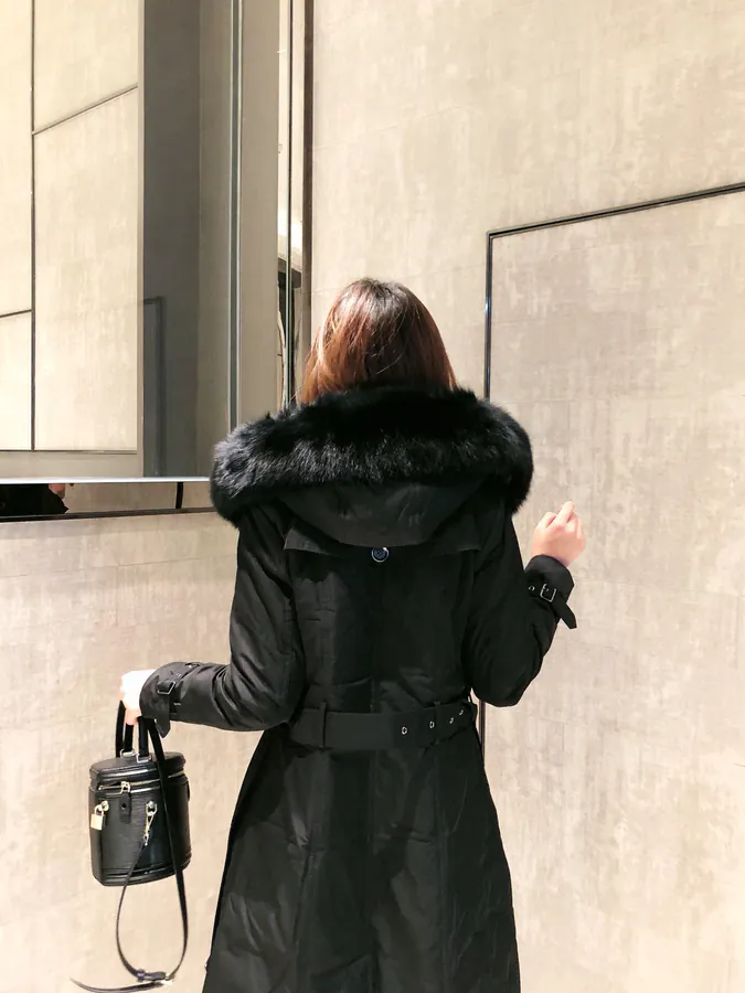 Burberry Women's Winter Coat with Oversized Fox Fur Trim