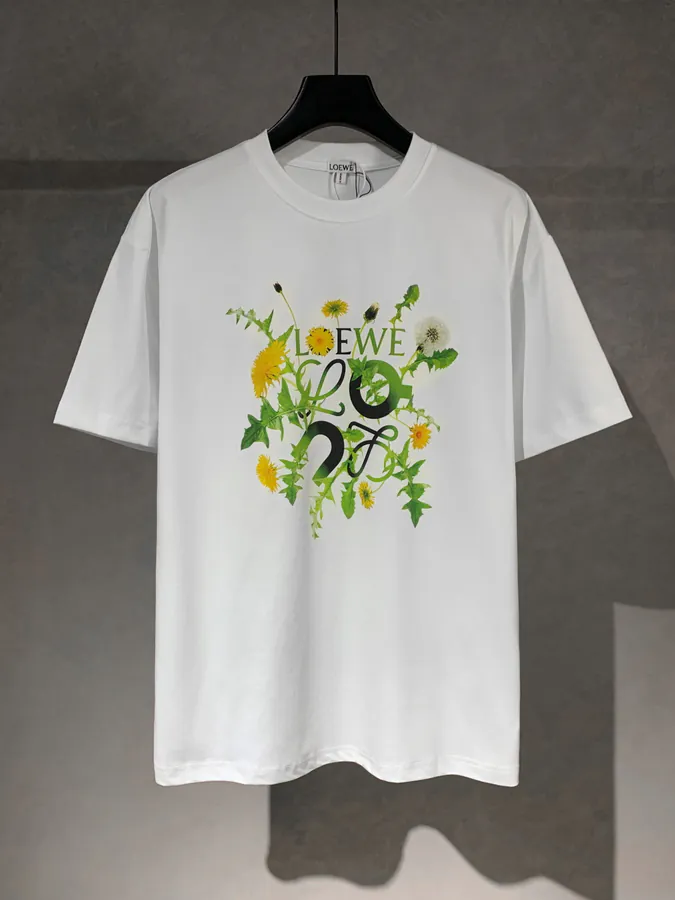 LOEW ROYCE New Collection Hand Painted Pattern Round Neck Short Sleeve T Shirt