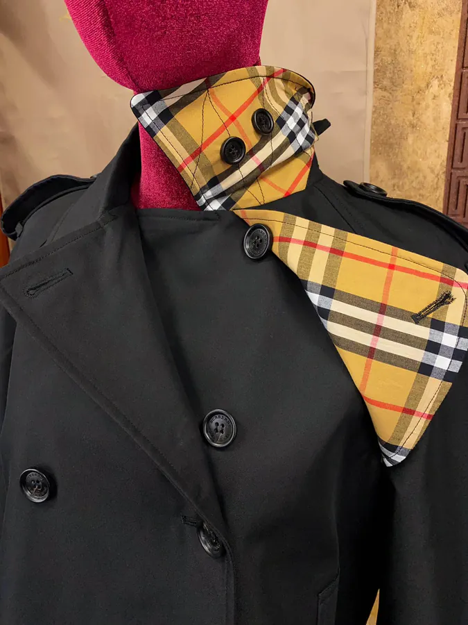 Burberry Short Trench Coat with Stand Collar