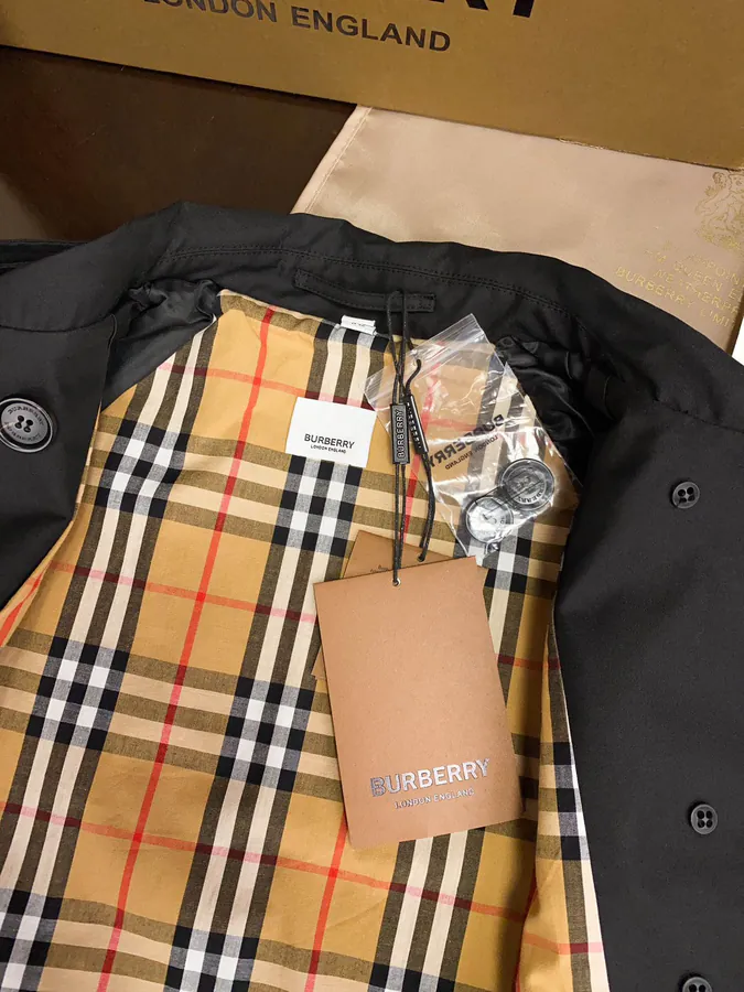 Burberry Short Trench Coat with Stand Collar