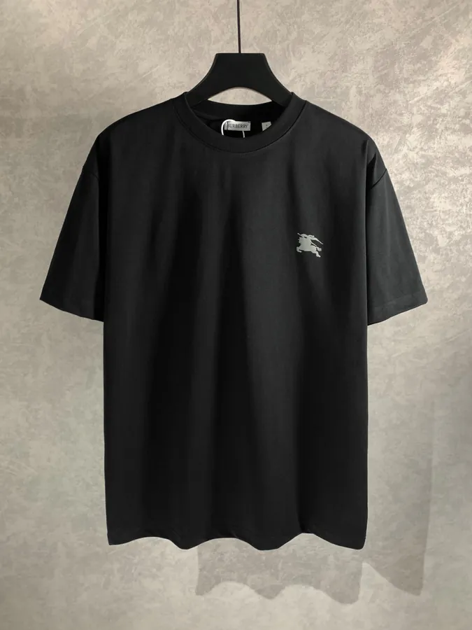 Burberry Barbour Round Neck Short Sleeve T Shirt, Loose Fit, Unisex