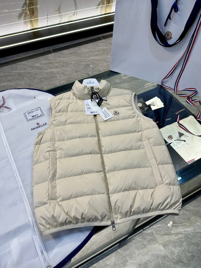 Moncl Contrin Men's Down Vest with Stand Collar