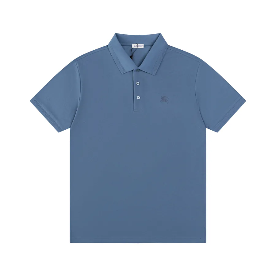 Burberry Men's Long Fluff Premium Cotton Polo Shirt with Logo Embroidery