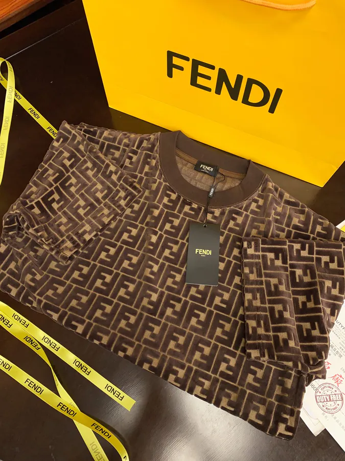 FEND Finery 2024 Spring Summer Velvet Print T Shirt