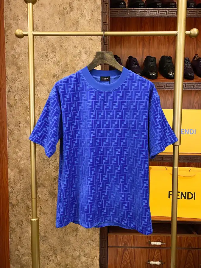 FEND Finery 2024 Spring Summer Velvet Print Casual T Shirt