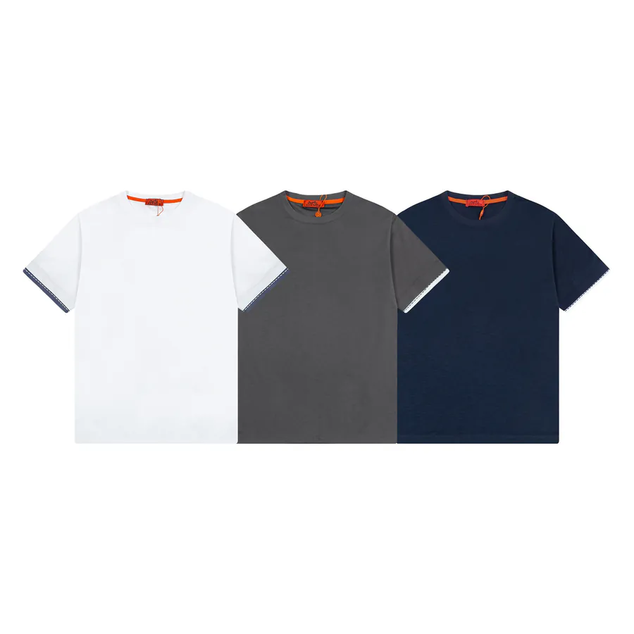 Hermes 25SS New Short Sleeve T Shirt in White, Navy, and Gray