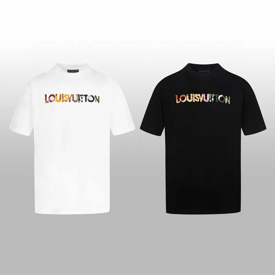 1V Leather Embroidered Logo情侣短T