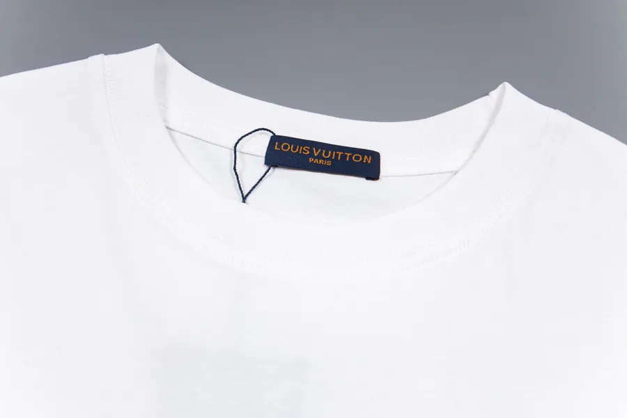 1V Leather Embroidered Logo情侣短T