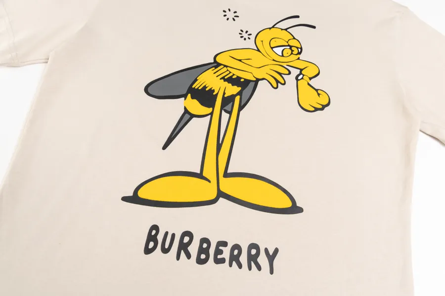 Burberry Barbour Small Bee Plush Short Sleeve T Shirt, Oversized and Casual Fit