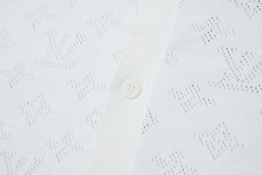1V Lurex Knit Cardigan with Embroidered Pattern