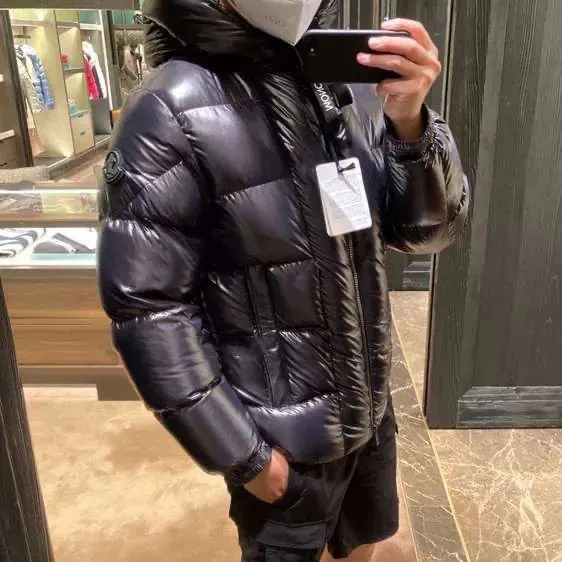 MON Montage Men's and Women's Hooded Down Jacket with Letter Webbing Design