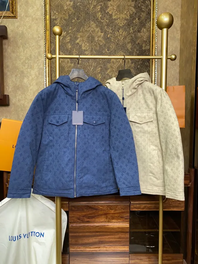 Lous Vuitton Latest Down Jacket Vintage Print Calfskin Fabric