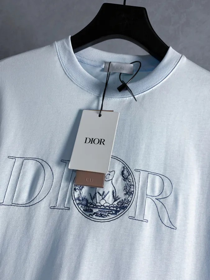 IOR New Collection Blue Cat Embroidery T Shirt, Unisex