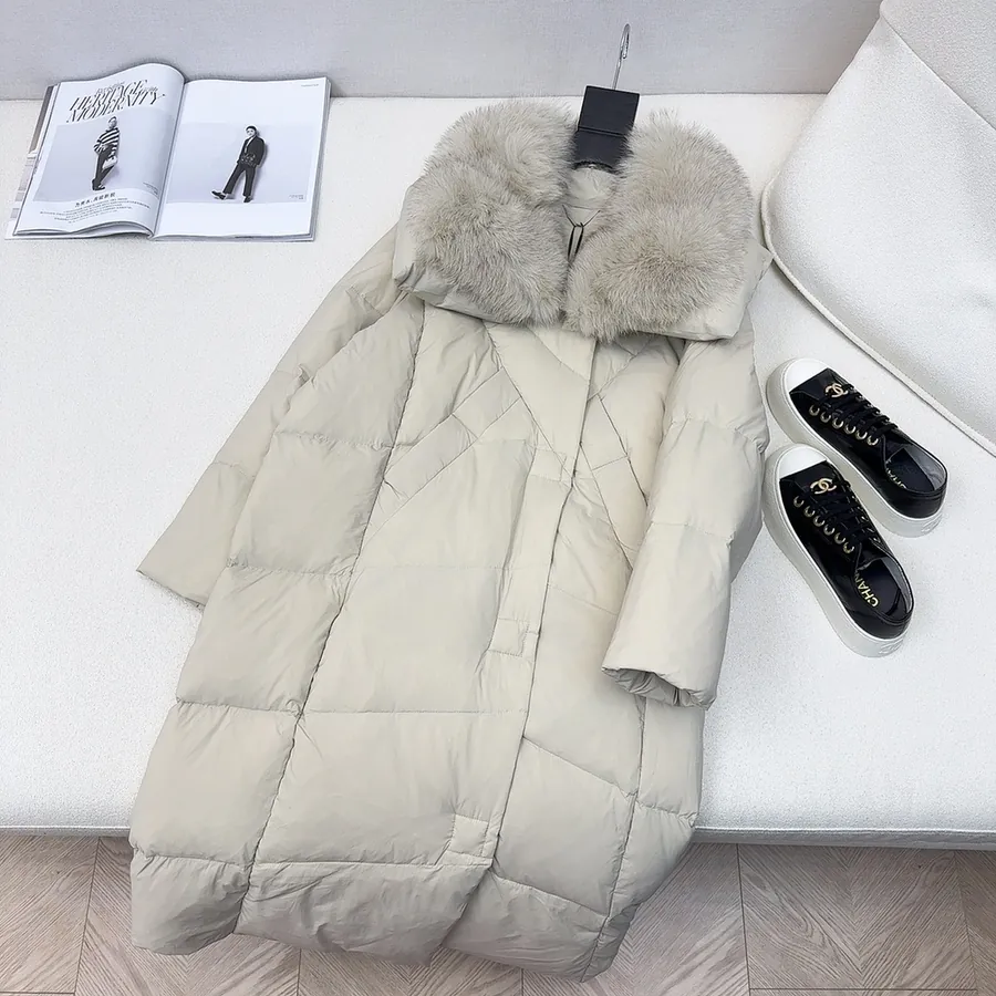 MaXMara Oversized Hooded Down Coat with Faux Fur Trim