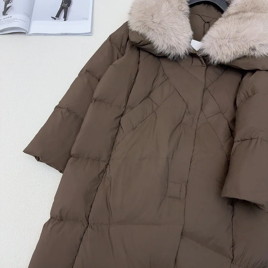MaXMara Oversized Hooded Down Coat with Faux Fur Trim