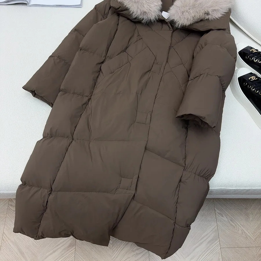MaXMara Oversized Hooded Down Coat with Faux Fur Trim