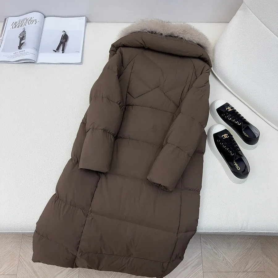 MaXMara Oversized Hooded Down Coat with Faux Fur Trim
