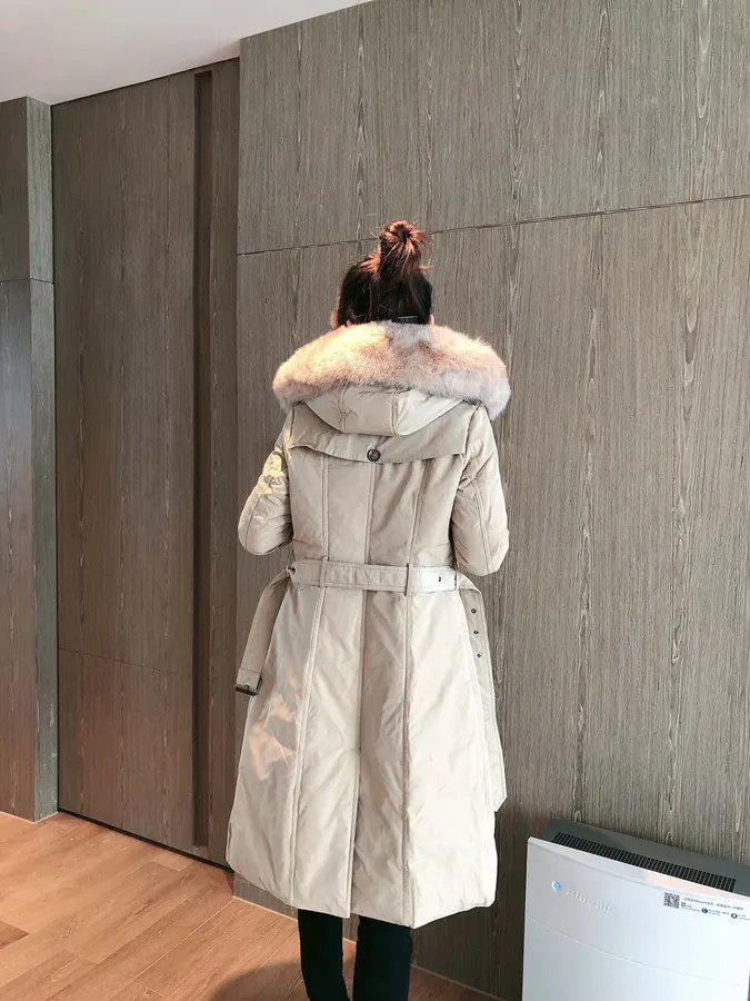 Burberry Women's Winter Coat with Oversized Fox Fur Trim