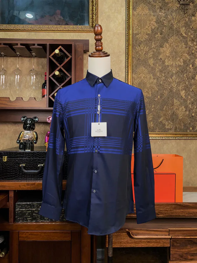 Hermès Men's Shirt Premium Fabric, Anti Fold and Iron Free