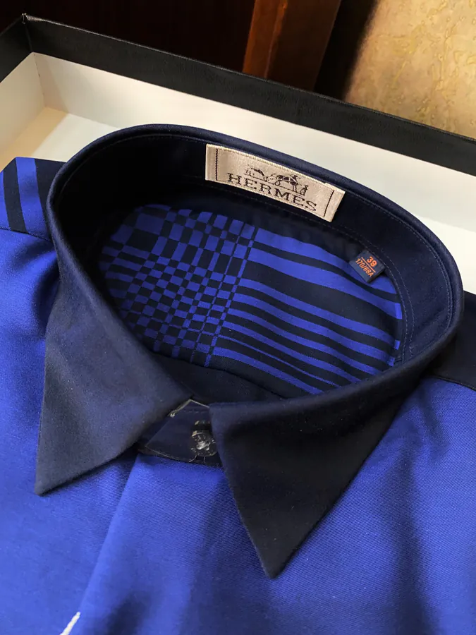 Hermès Men's Shirt Premium Fabric, Anti Fold and Iron Free
