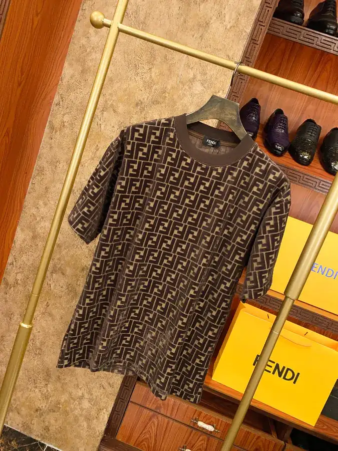 FEND Finery 2024 Spring Summer Velvet Print Casual T Shirt