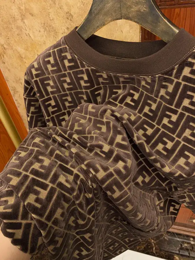 FEND Finery 2024 Spring Summer Velvet Print Casual T Shirt