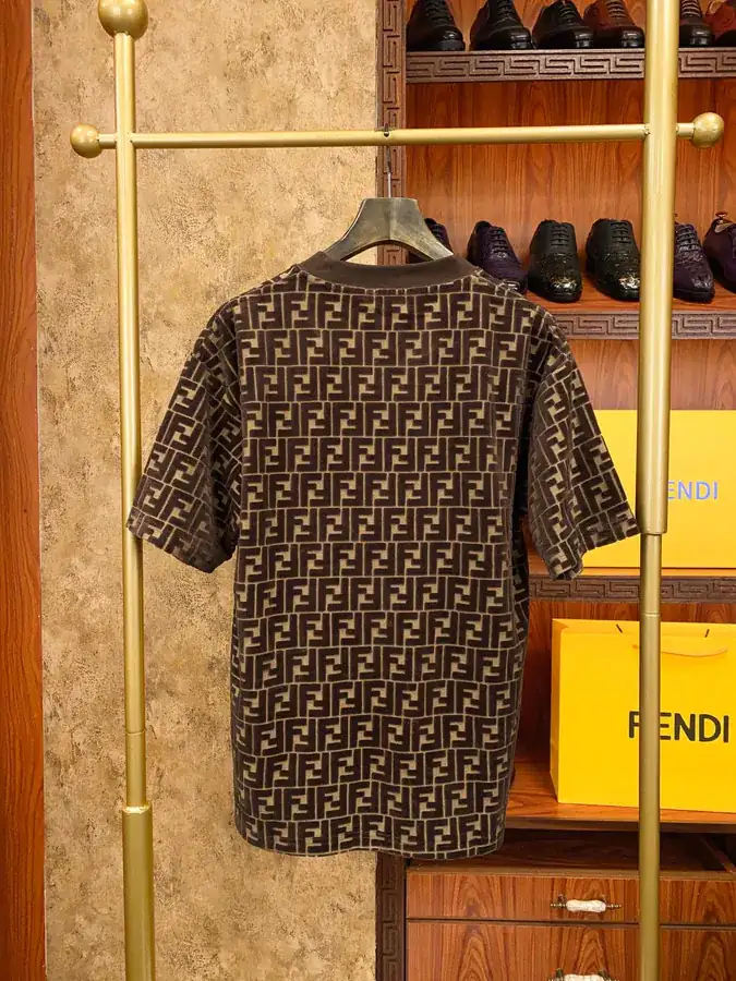 FEND Finery 2024 Spring Summer Velvet Print Casual T Shirt