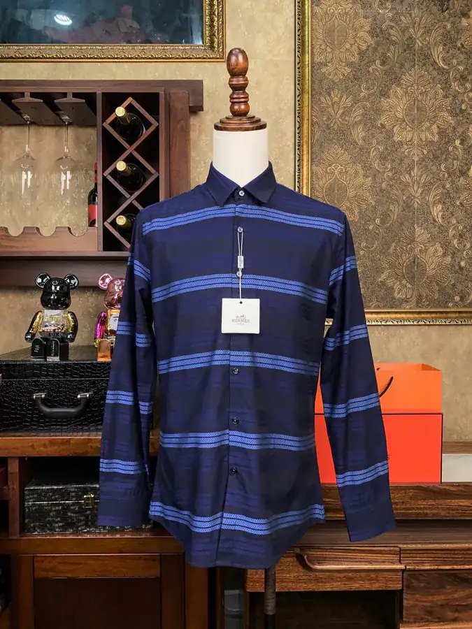 Hermès Men's Shirt Premium Fabric, Anti Fold and Iron Free