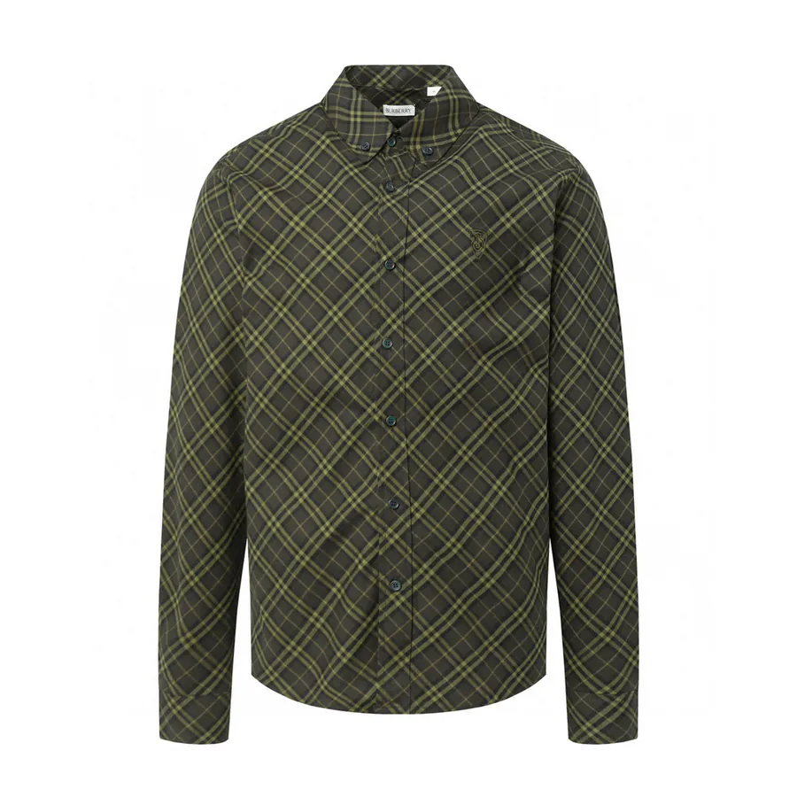 Burberry New Embroidered Check Cotton Shirt Classic Fit
