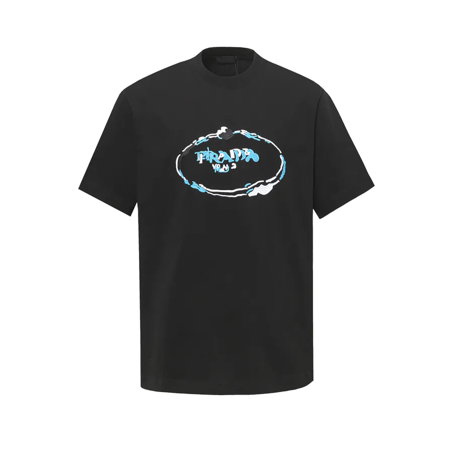 PRAD@ 25ss Colorful Letter Embroidery Round Neck T shirt
