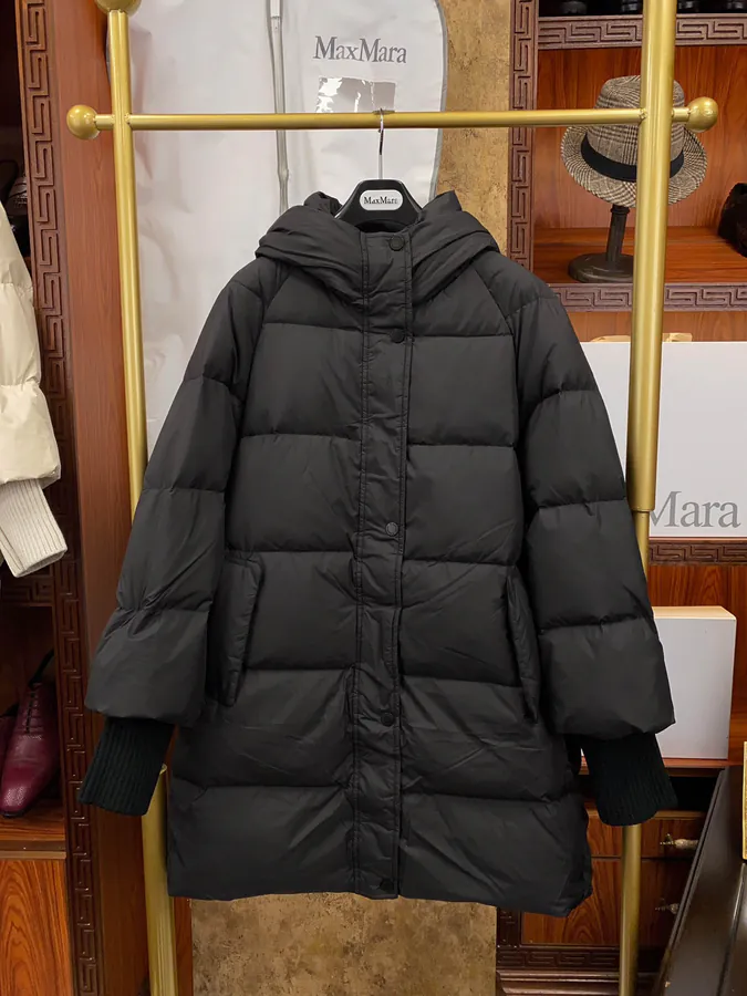 Max Mara Longline Down Coat with Hood