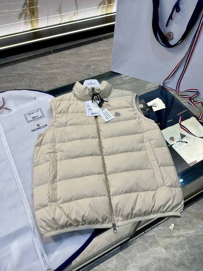 Moncl Contrin Men's Down Vest with Stand Collar