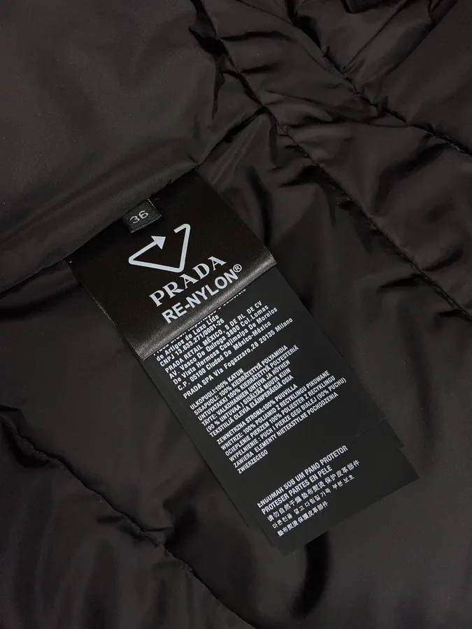 PRAD@ Regenerative Nylon Down Coat with Grained Calfskin Trim