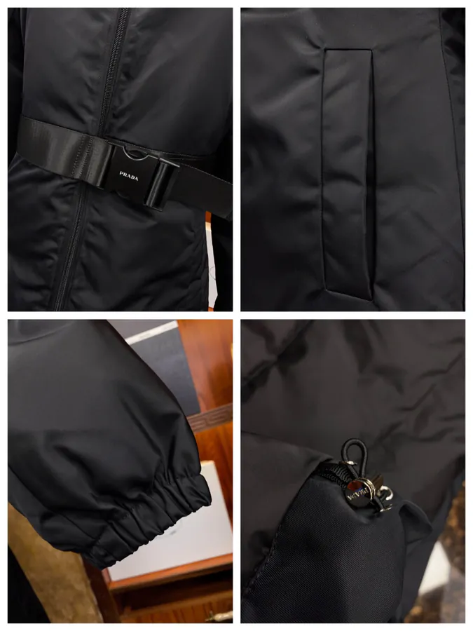 PRAD@ Regenerated Nylon Down Coat with Classic Triangular Logo