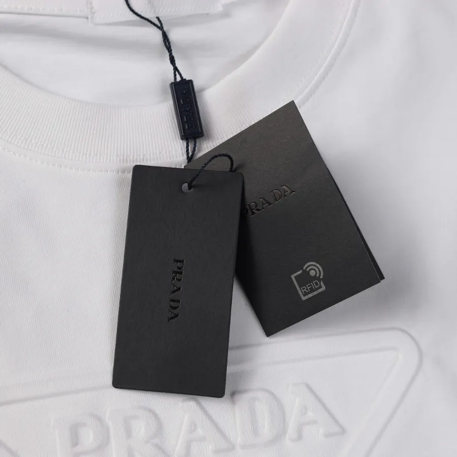 PRAD@· Unisex Oversized Tote with Grained Calfskin and Graphic Border