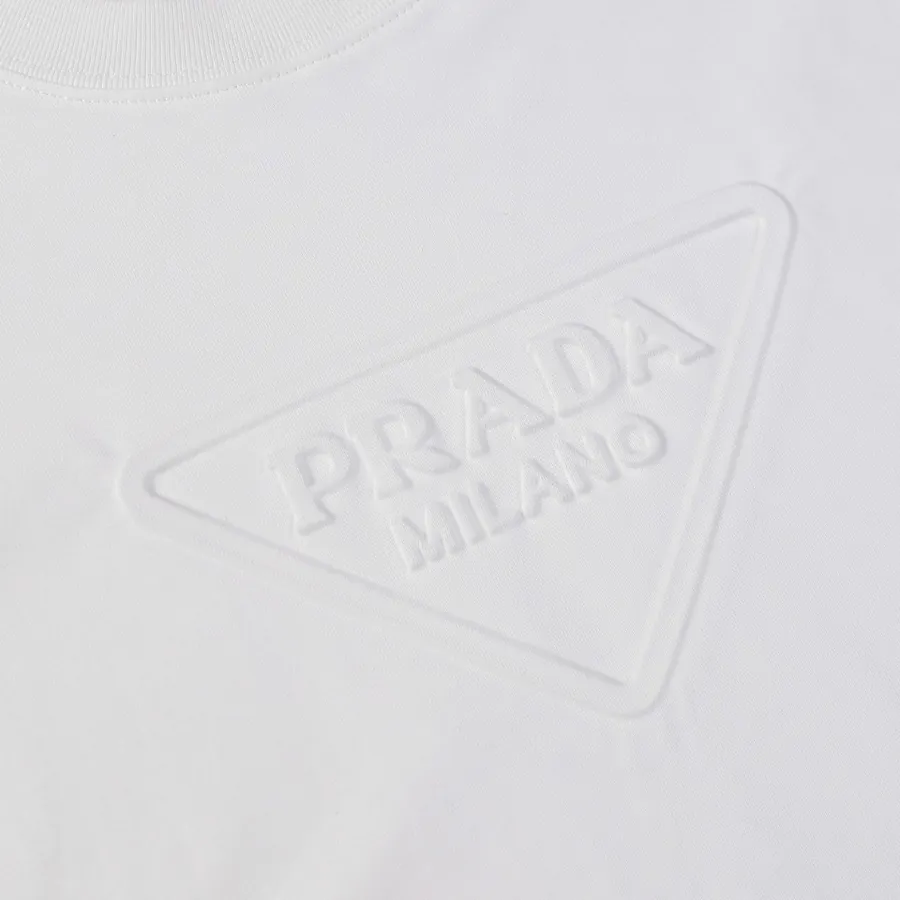 PRAD@· Unisex Oversized Tote with Grained Calfskin and Graphic Border