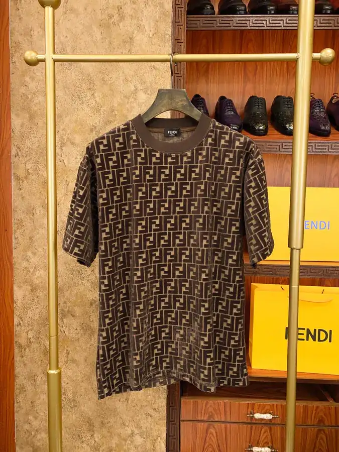 FEND Finery 2024 Spring Summer Velvet Print Casual T Shirt