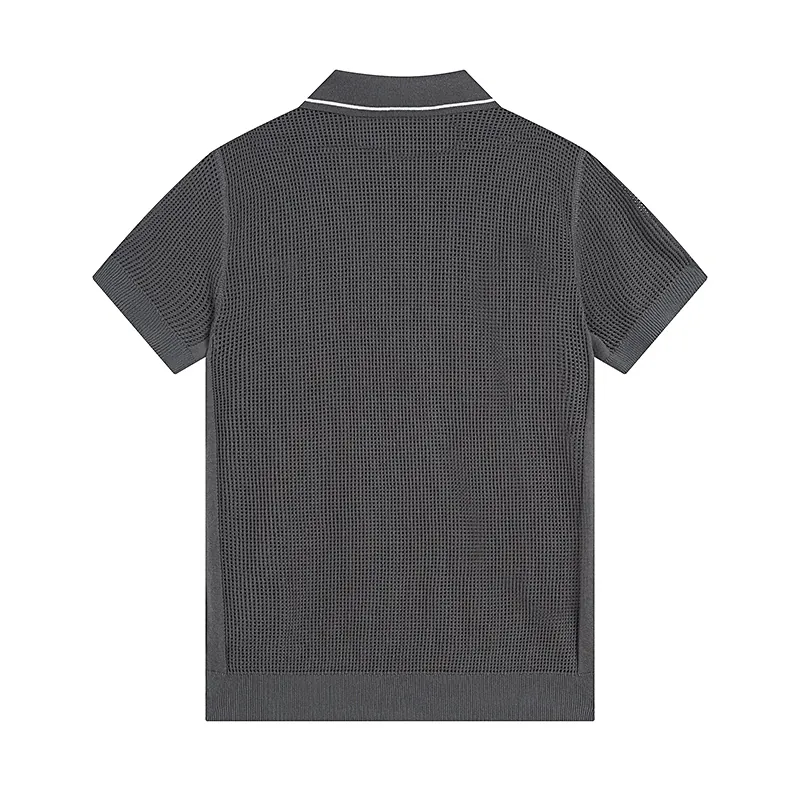 PRAD 25SS Spring Summer New Embroidered Fashion Cotton Blend Mesh Knit Crewneck Short Sleeve