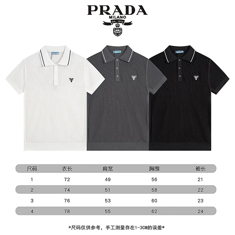 PRAD 25SS Spring Summer New Embroidered Fashion Cotton Blend Mesh Knit Crewneck Short Sleeve
