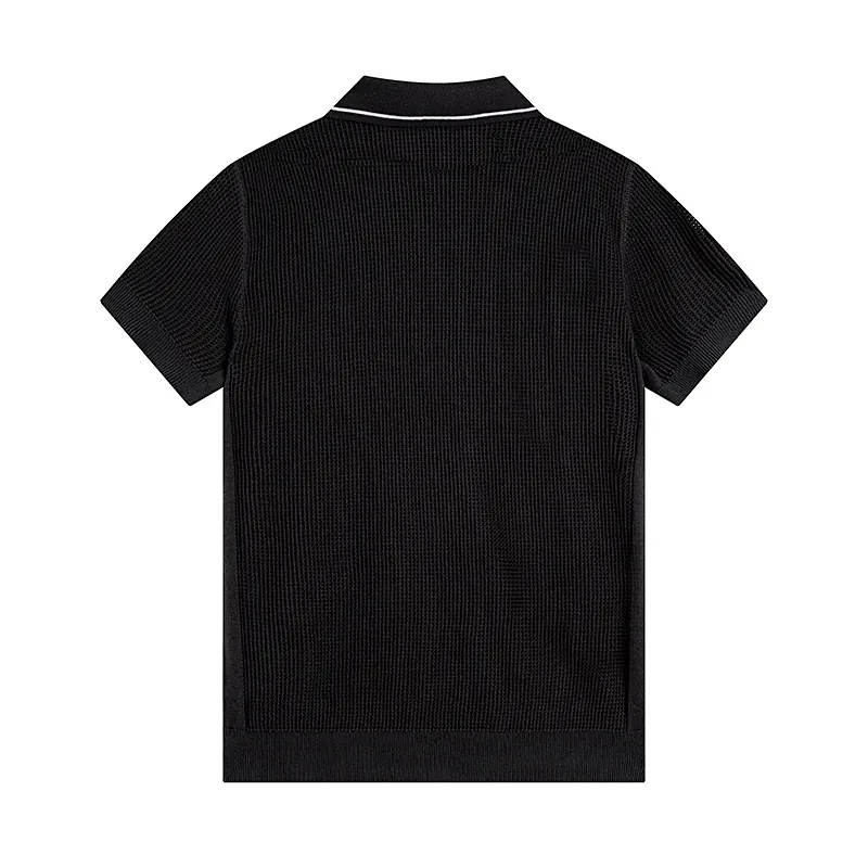 PRAD@ 25SS Spring Summer New Embroidered Fashion Cotton Blend Mesh镂空 Knit Shirt