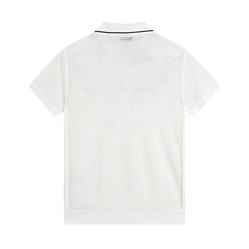 PRAD@ 25SS Spring Summer New Embroidered Fashion Cotton Blend Mesh Knit Short Sleeve