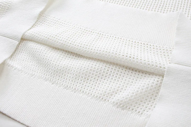 PRAD@ 25SS Spring Summer New Embroidered Fashion Cotton Blend Mesh Knit Short Sleeve