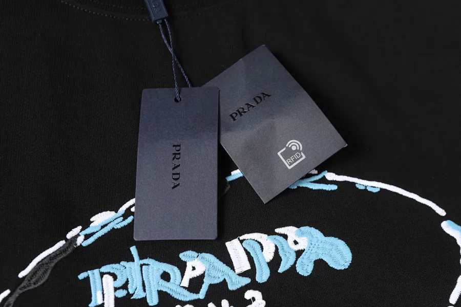 PRAD@ 25ss Colorful Letter Embroidered Round Neck T Shirt
