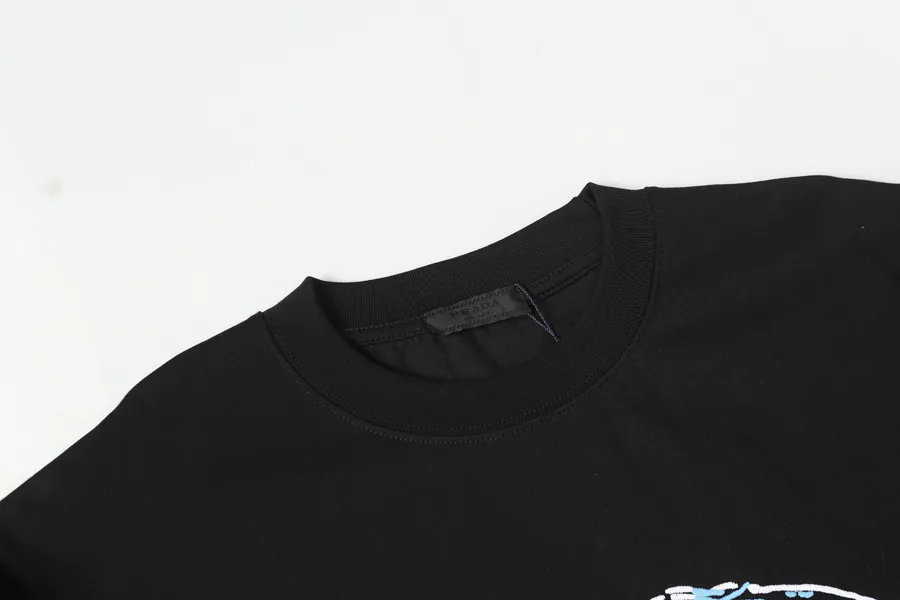 PRAD@ 25ss Colorful Letter Embroidered Round Neck T Shirt