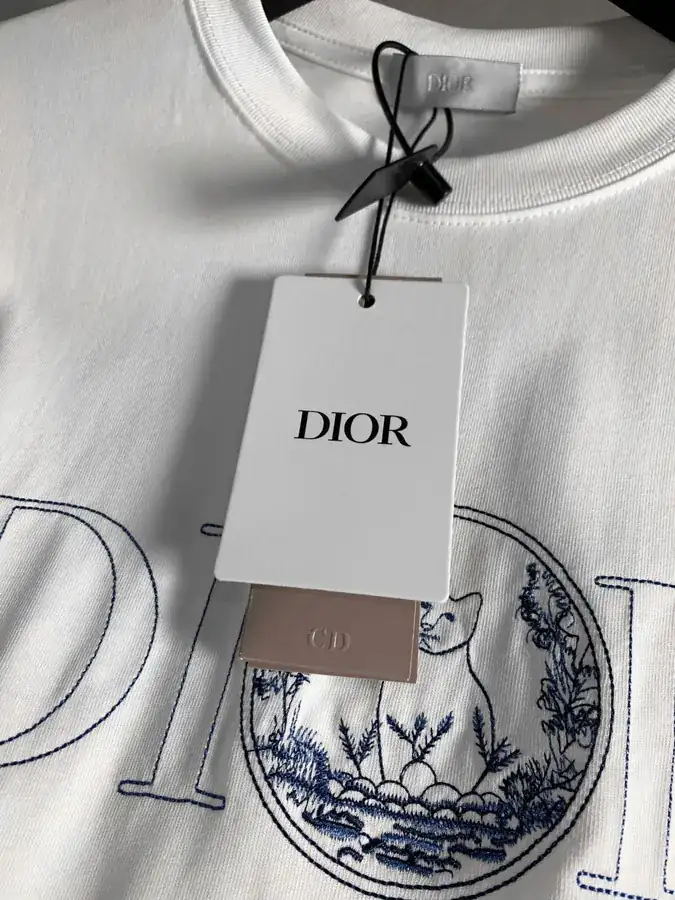 IOR New Collection Blue Cat Embroidery Short Sleeve T Shirt