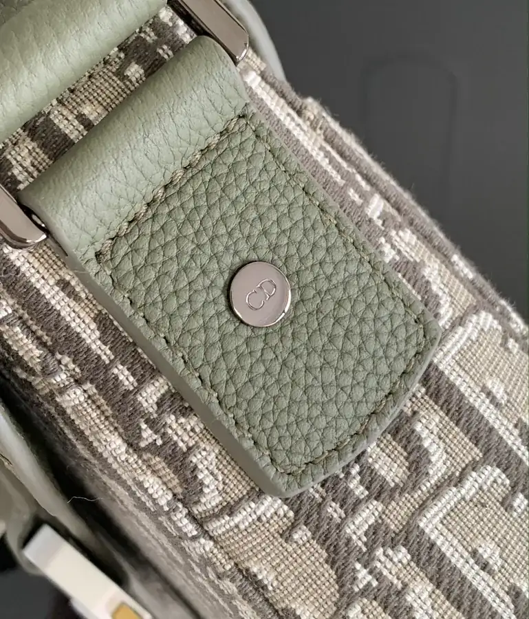 Small Saddle Messenger Bag with Flip Closure Khaki Oblique Print