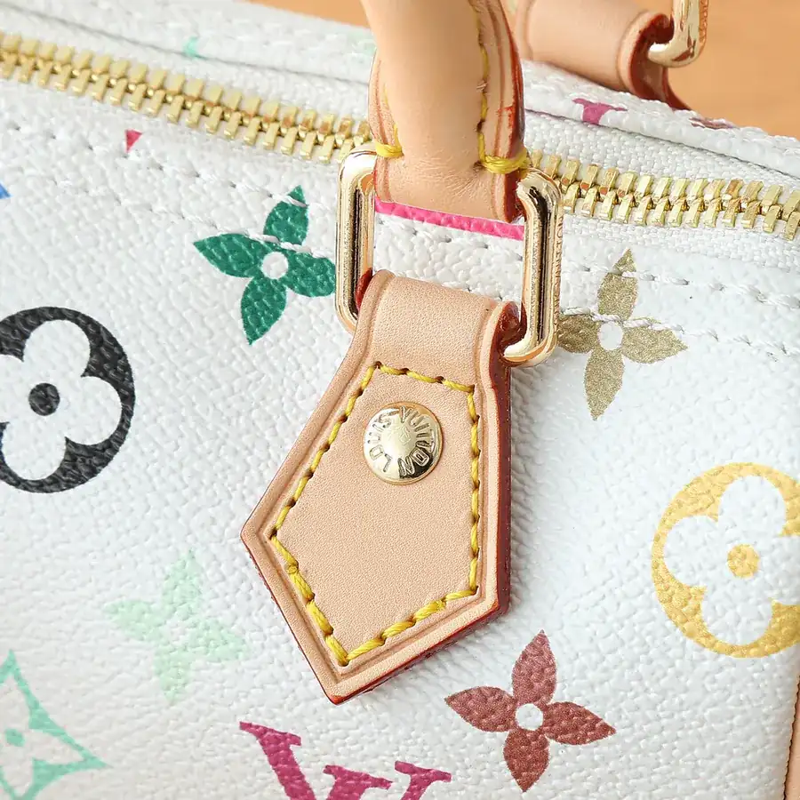 New Nano Speedy Handbag Monogram Canvas, White & Black (Tri Color Takashi Murakami)
